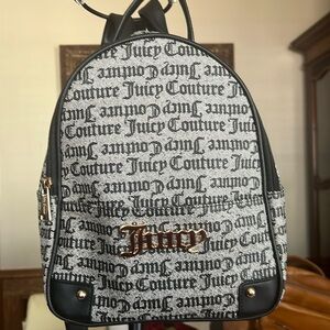 Juicy Couture Small Backpack Purse Black With Logo Print
